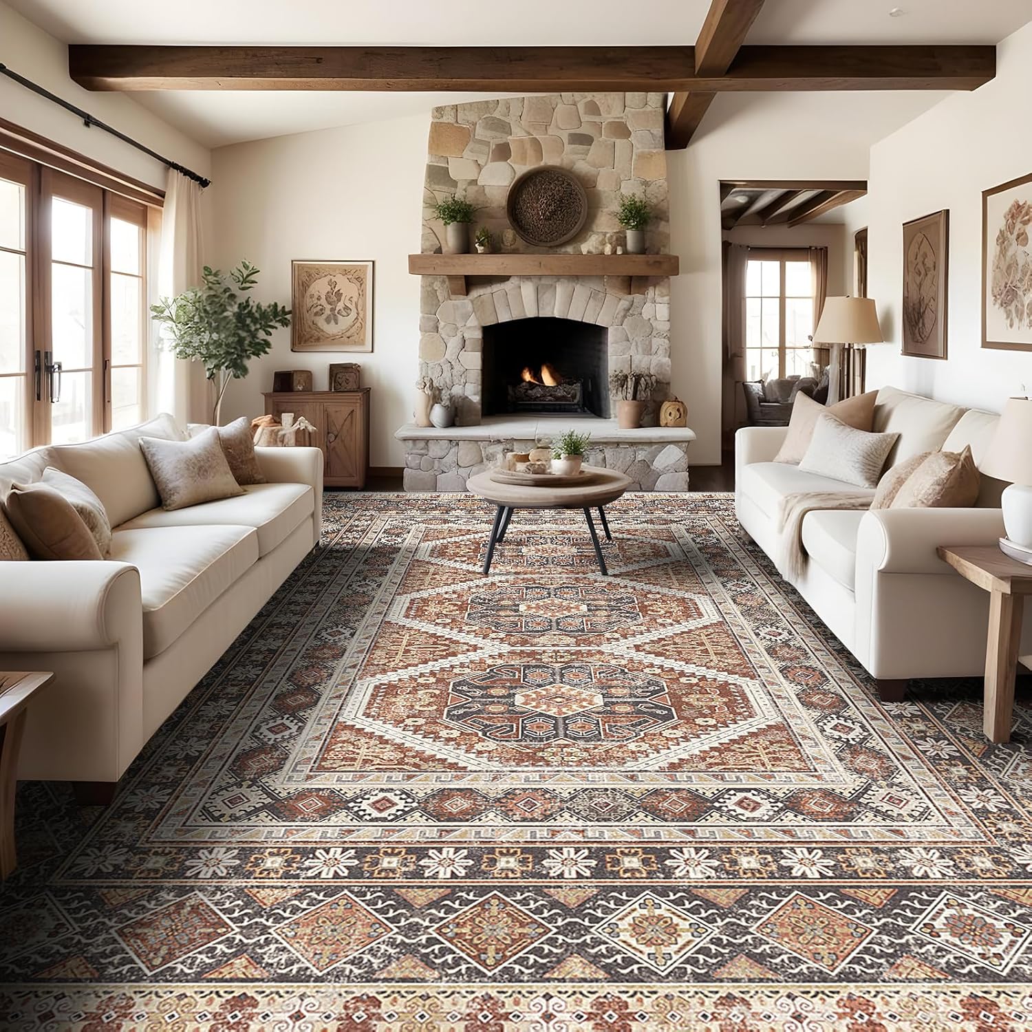 Large 10x14 Area Rugs for Living Room: Non-Slip & Washable