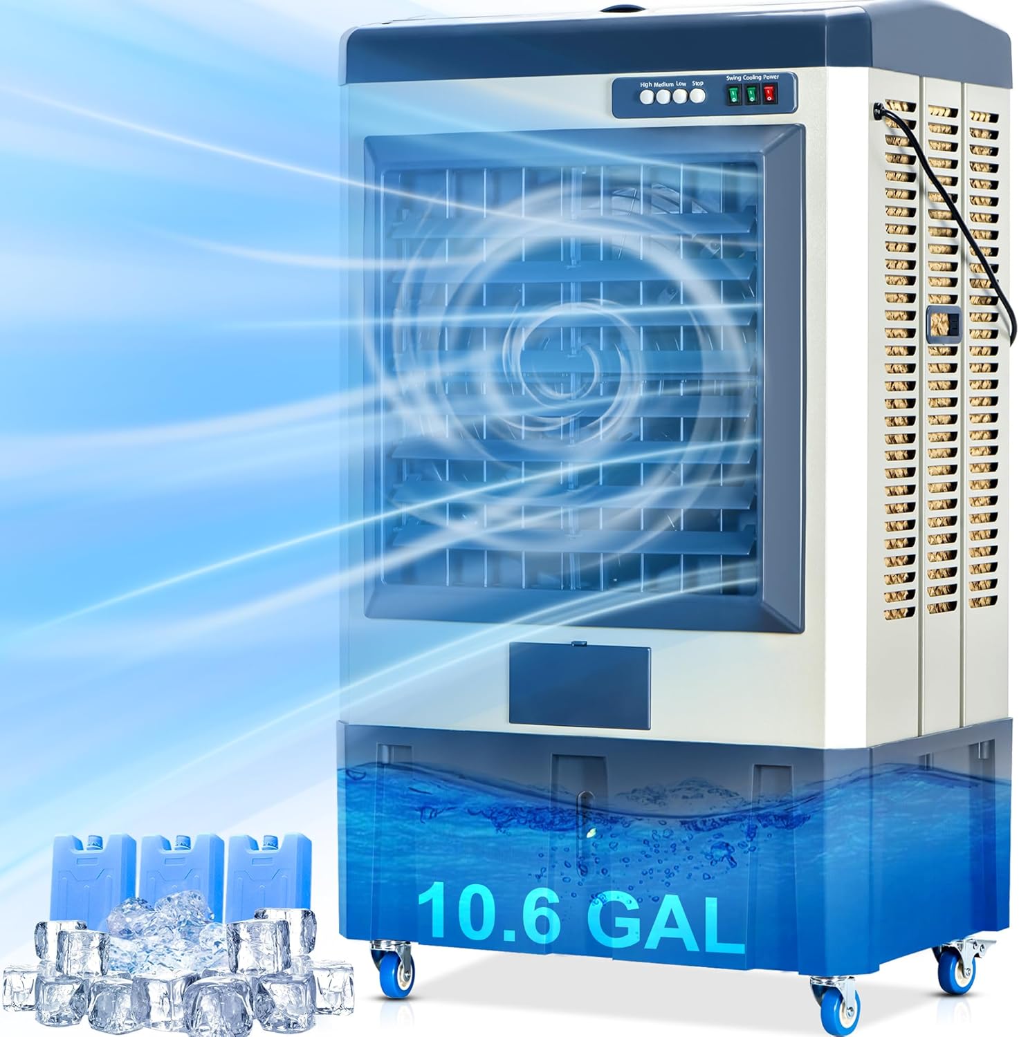 4800CFM Portable Air Cooler: Continuous Auto Fill, 120 Oscillation