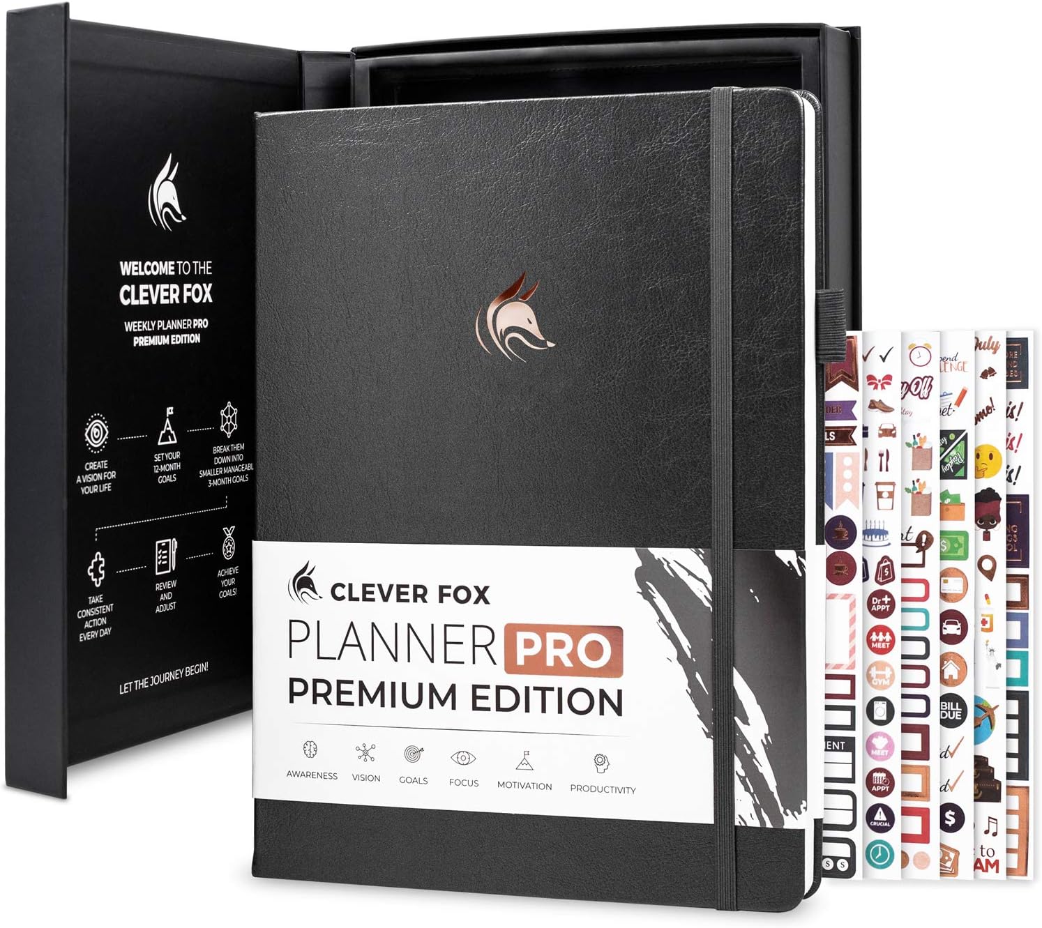 Clever Fox Planner Pro Premium: Luxurious Weekly & Monthly Planner