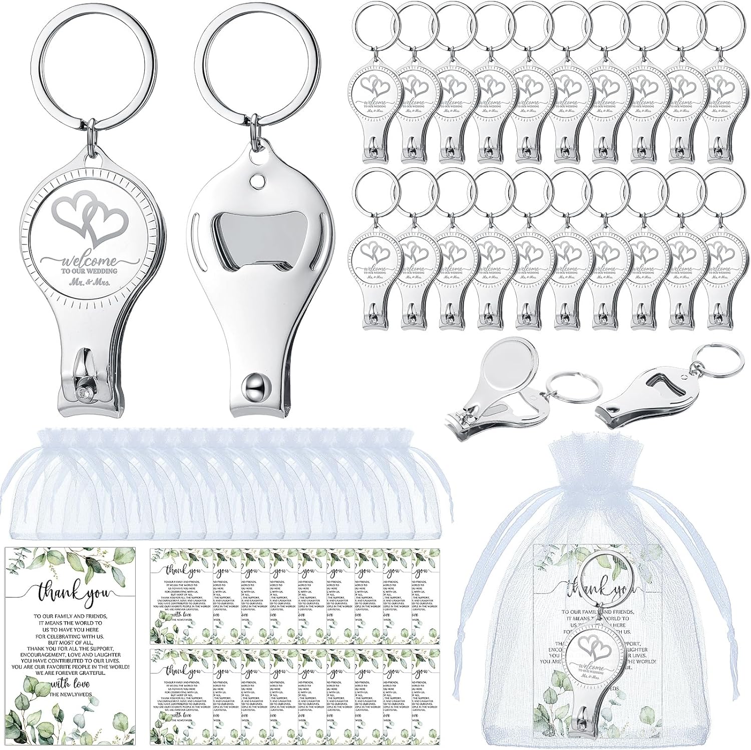 Fulmoon Wedding Multi Function Bottle Opener Gift Set for Guests