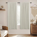KOUFALL Natural Back Tab Linen Blackout Curtains 52x63 in - 100% Light