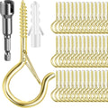 100 Pack Screw-in Hooks for Outdoor String Lights - Secure Swivel Q