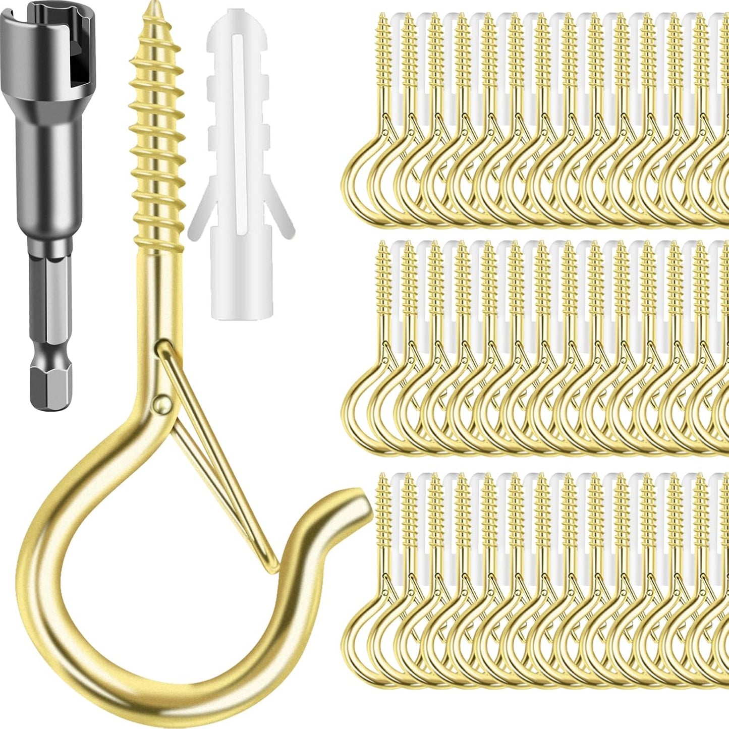 100 Pack Screw-in Hooks for Outdoor String Lights and More
