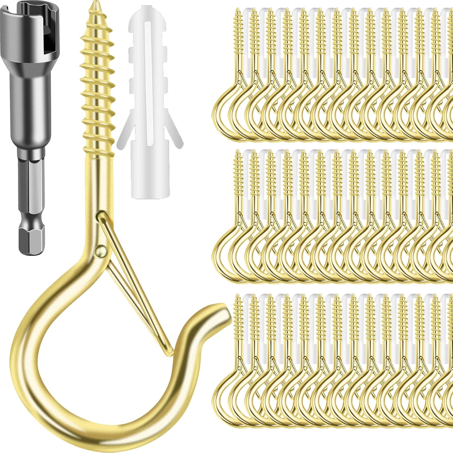 100 Pack Screw-in Hooks for Outdoor String Lights and More