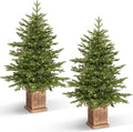 4FT Potted Christmas Tree with 100 Lights - Realistic Porch Decor