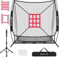 Baseball & Softball Practice Net 7x7 ft - Portable Bow Frame