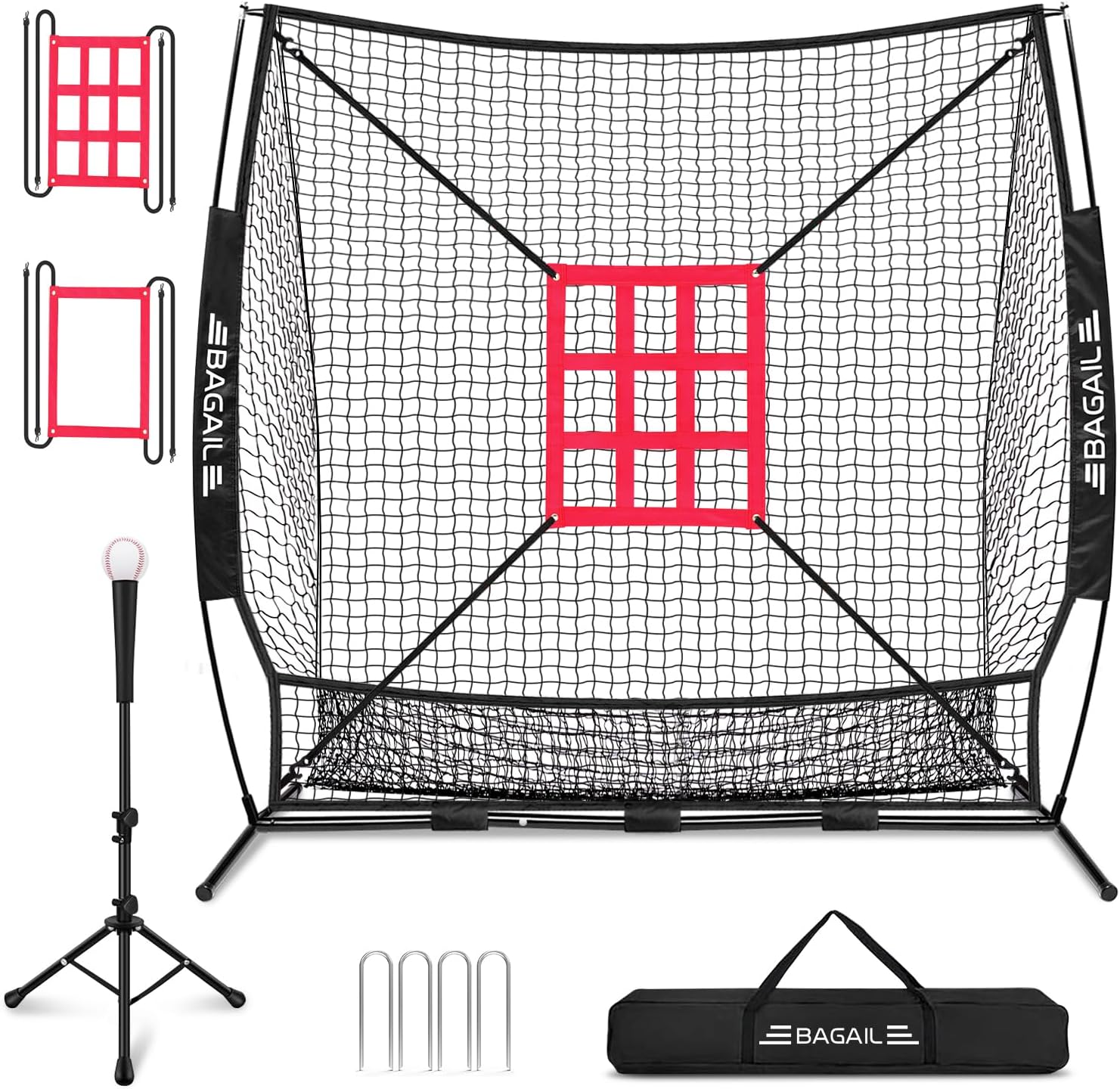 BAGAIL 7x7 ft Baseball & Softball Practice Net for All Levels