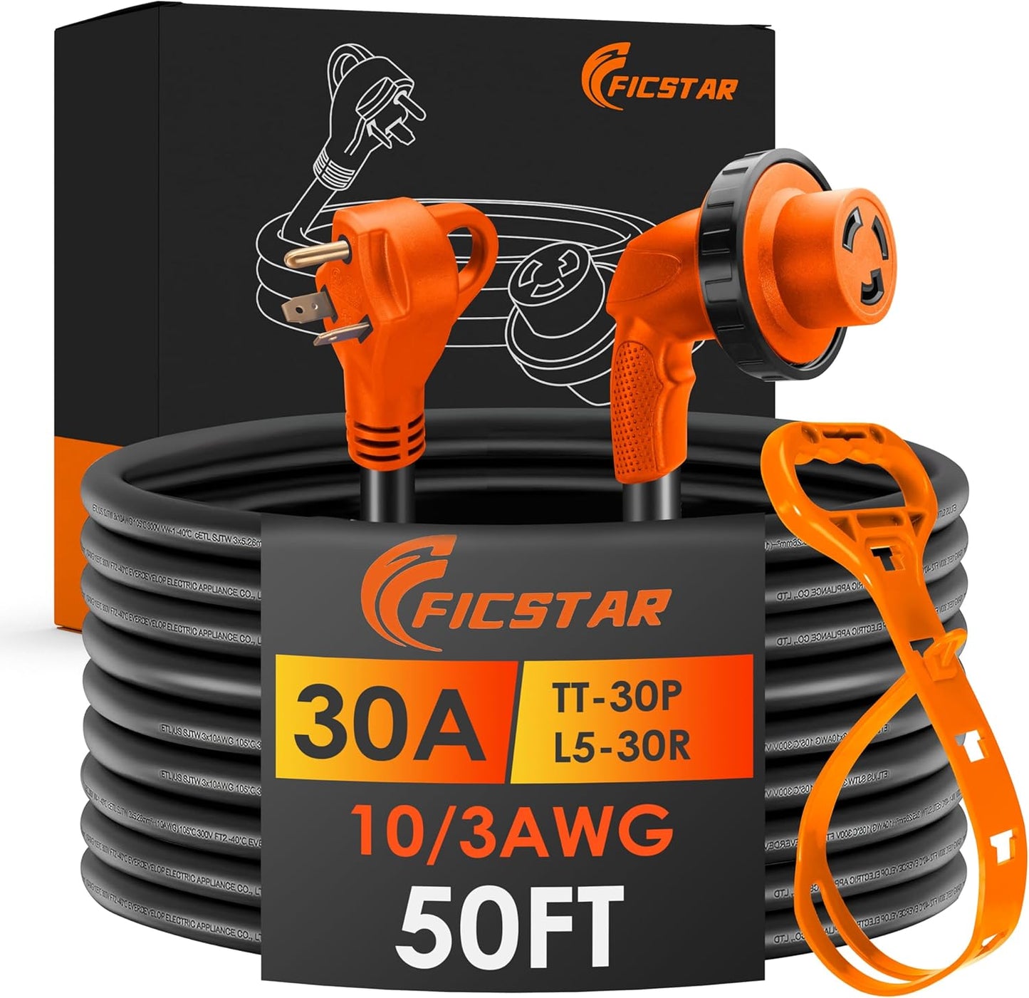 30 Amp RV Extension Cord 50 ft Heavy Duty with LED Indicator