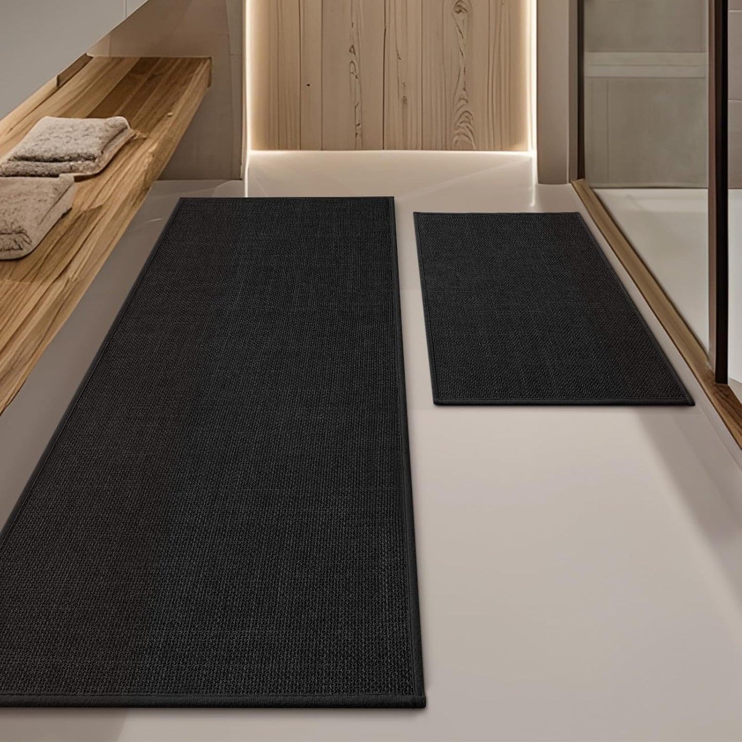 YIHOUSE Black Bathroom Rug Sets for Non Slip Quick Dry Comfort