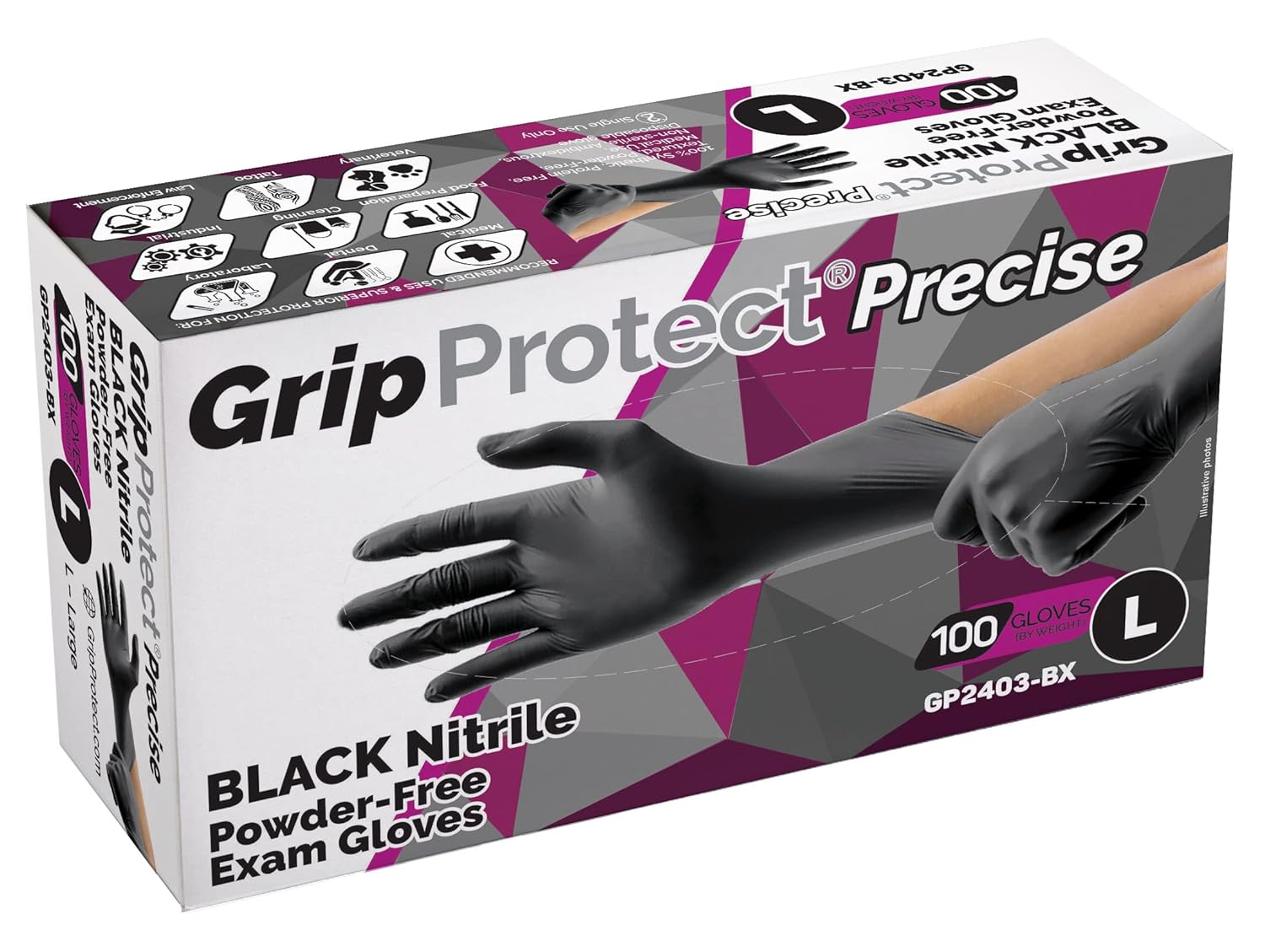 GripProtect Precision Black Nitrile Gloves
