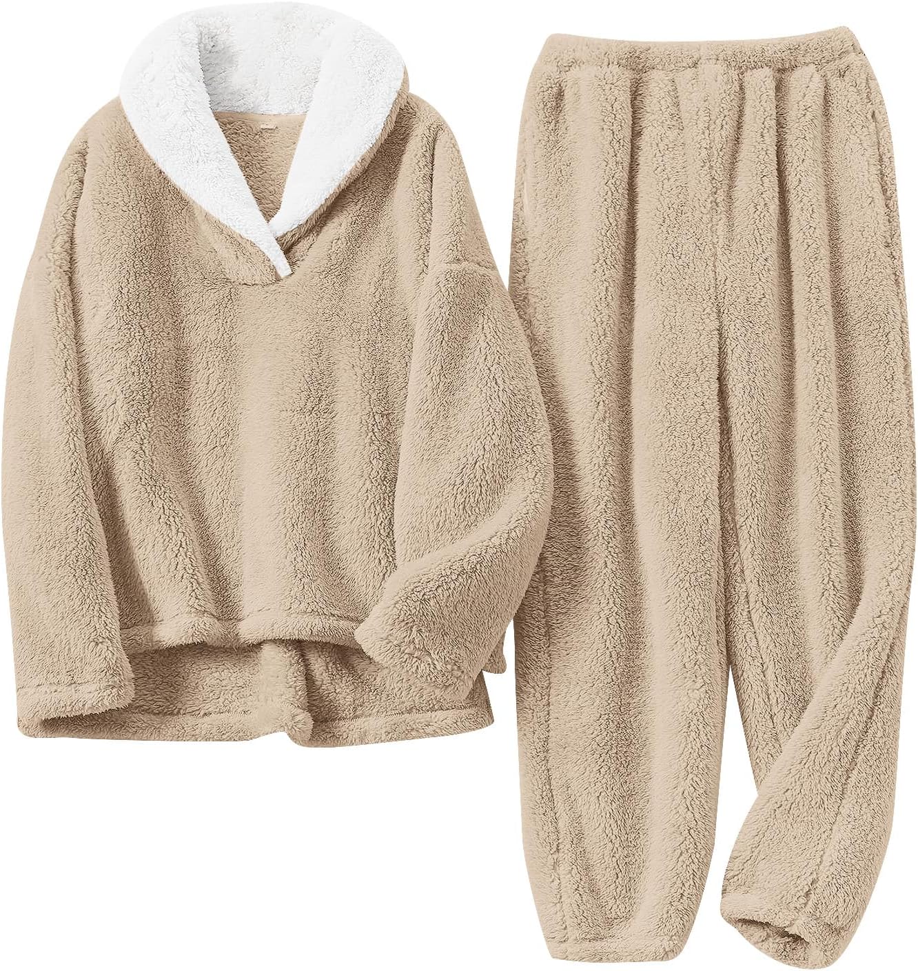 Fluffy Pajamas for Women Set Soft Comfy Fleece Pjs for Winter