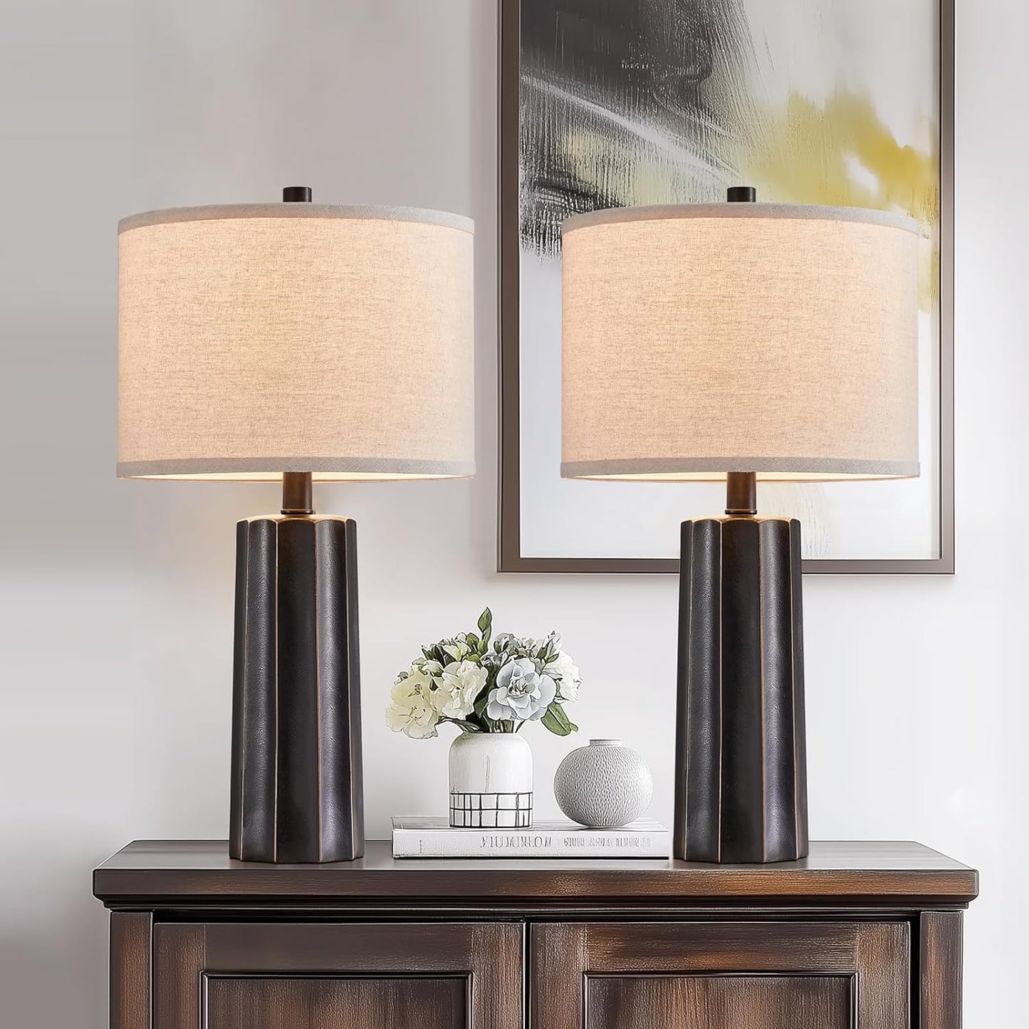 Vintage Table Lamps Set of 2 for Bedroom Living Room Decor
