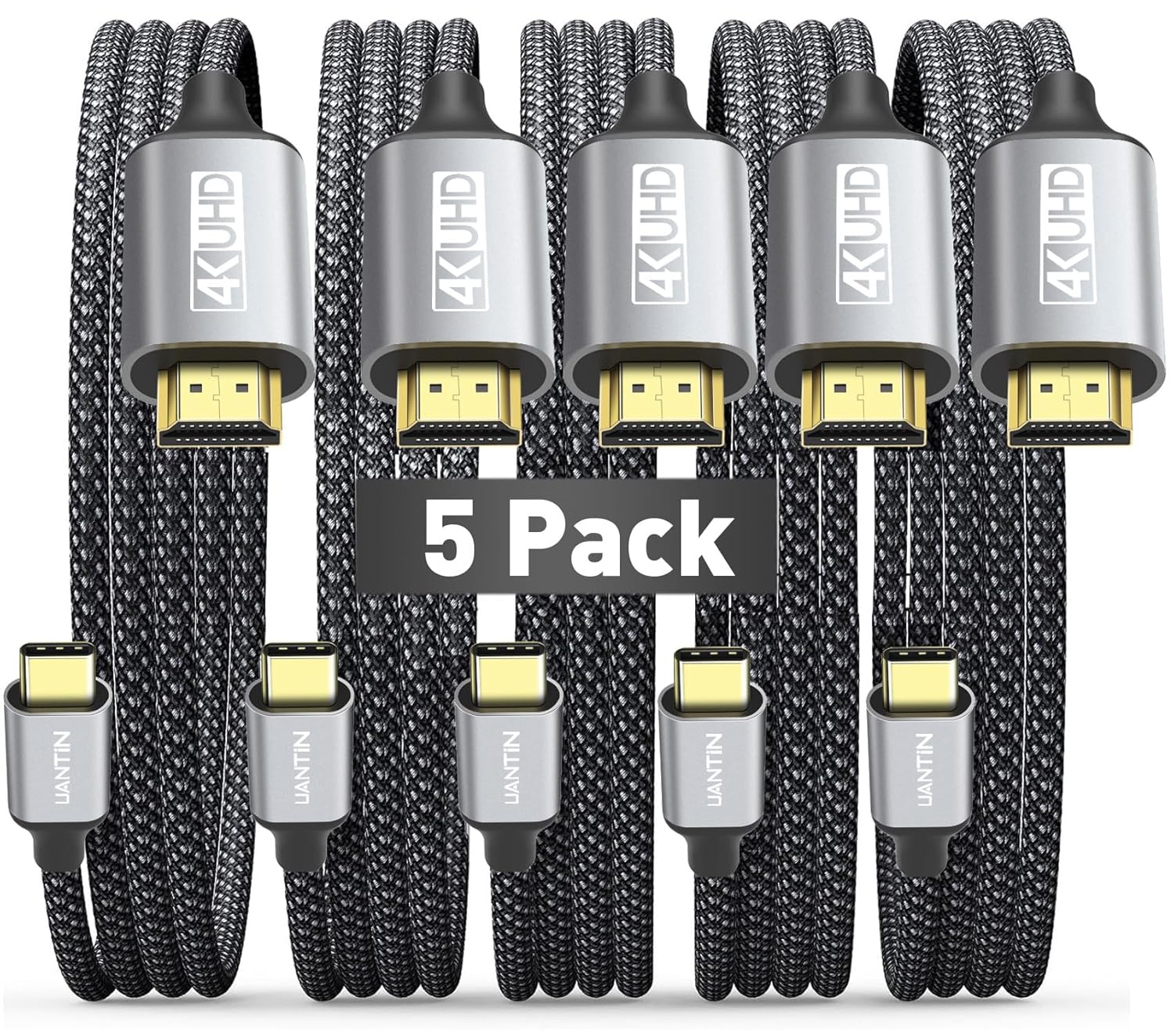 4K USB-C to HDMI Cable 5-Pack - Thunderbolt 3/4 Compatible 