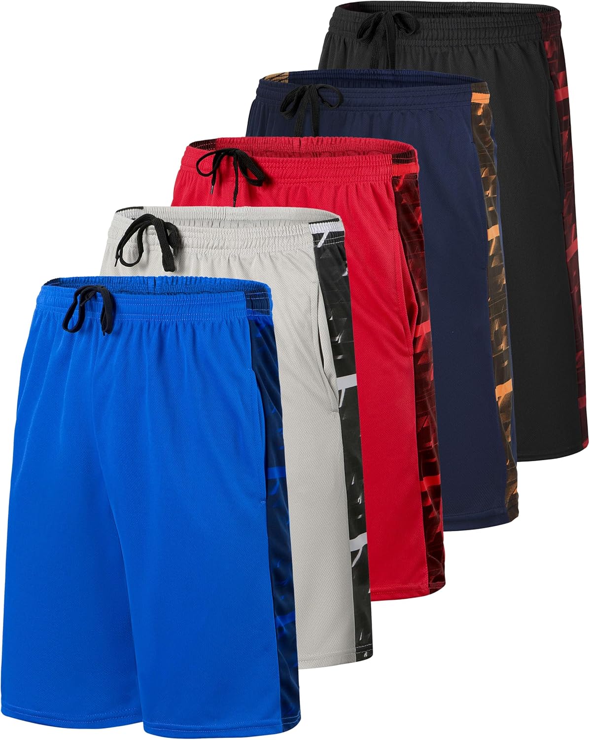 Boys' Mesh Basketball Athletic Shorts with Pockets - 5 Pack