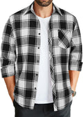 Men's Flannel Plaid Shirt Long Sleeve Button Down - Comfortable Casual