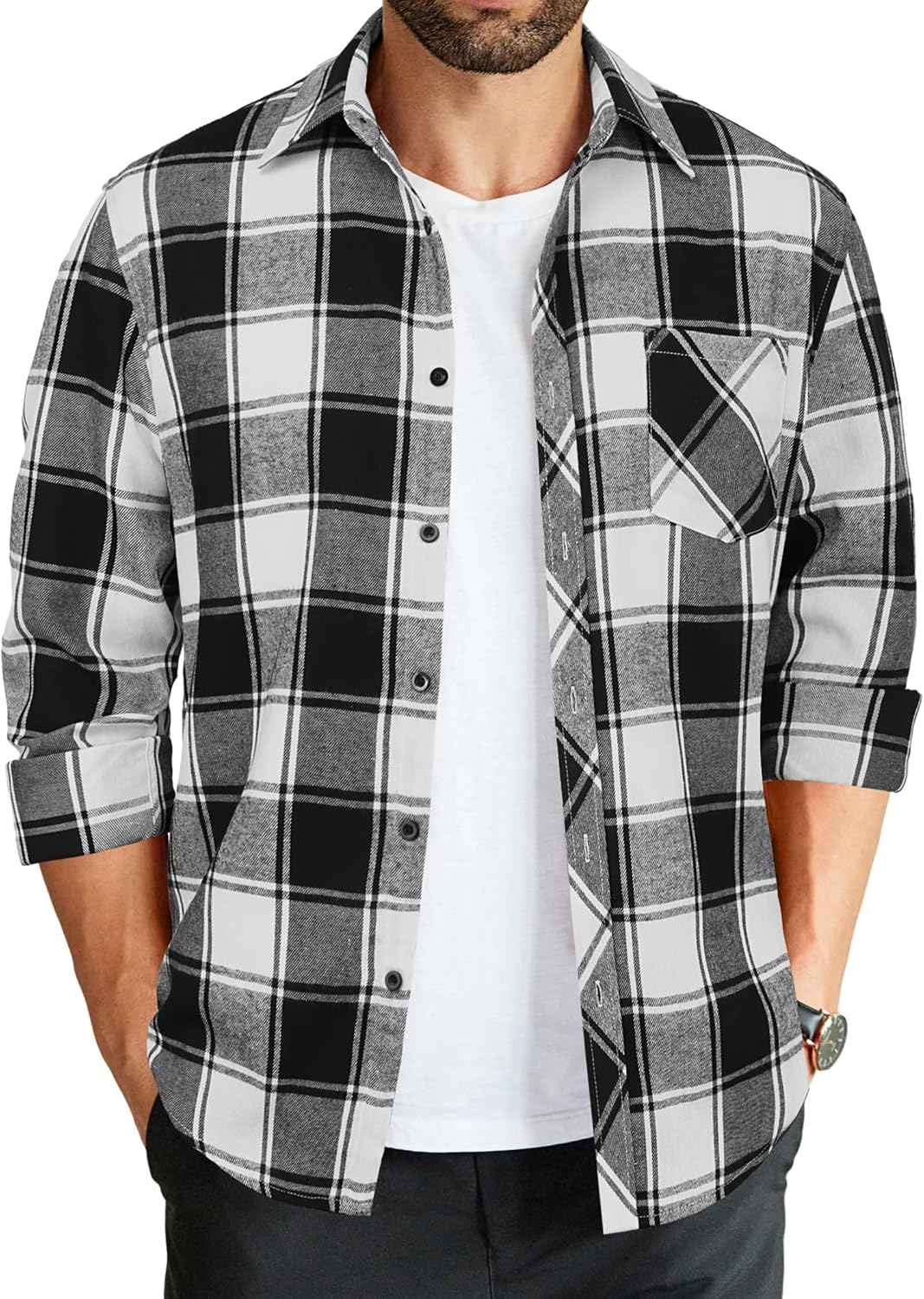 Men's Flannel Plaid Shirt for Casual Fall Style and Comfort