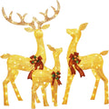 FOOWIN 3-Piece Large Lighted Christmas Deer Family Set - Warm LED Yard