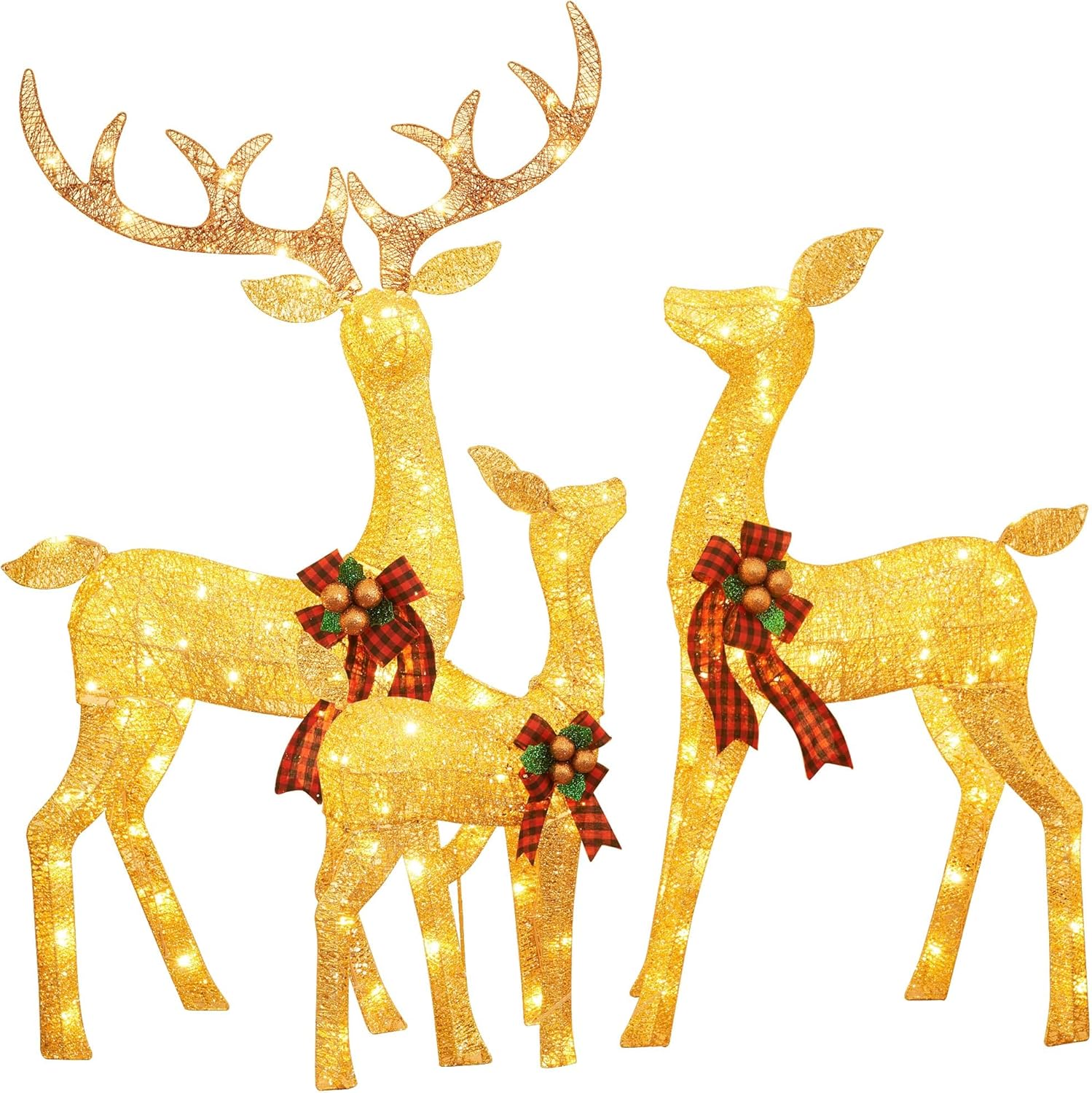 Lighted Christmas Deer Family Set with 210 LED Lights for Outdoors