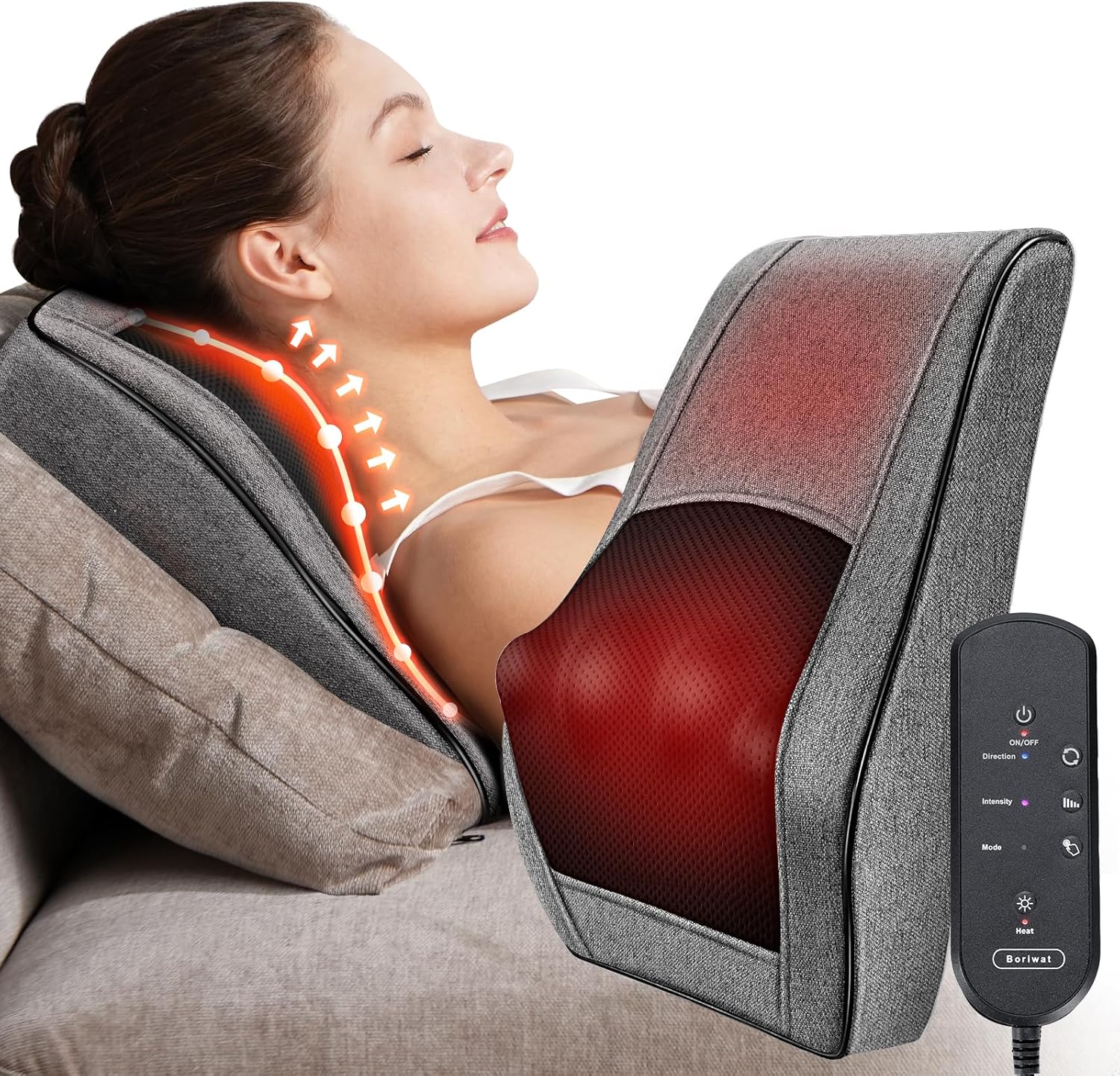 Boriwat Back Massager with Heat for Pain Relief and Relaxation