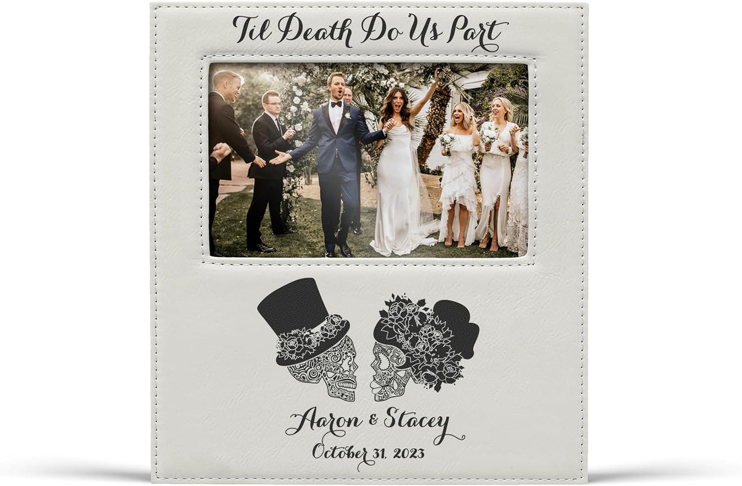 Custom Picture Frames with Engraved Skeleton Couple Design