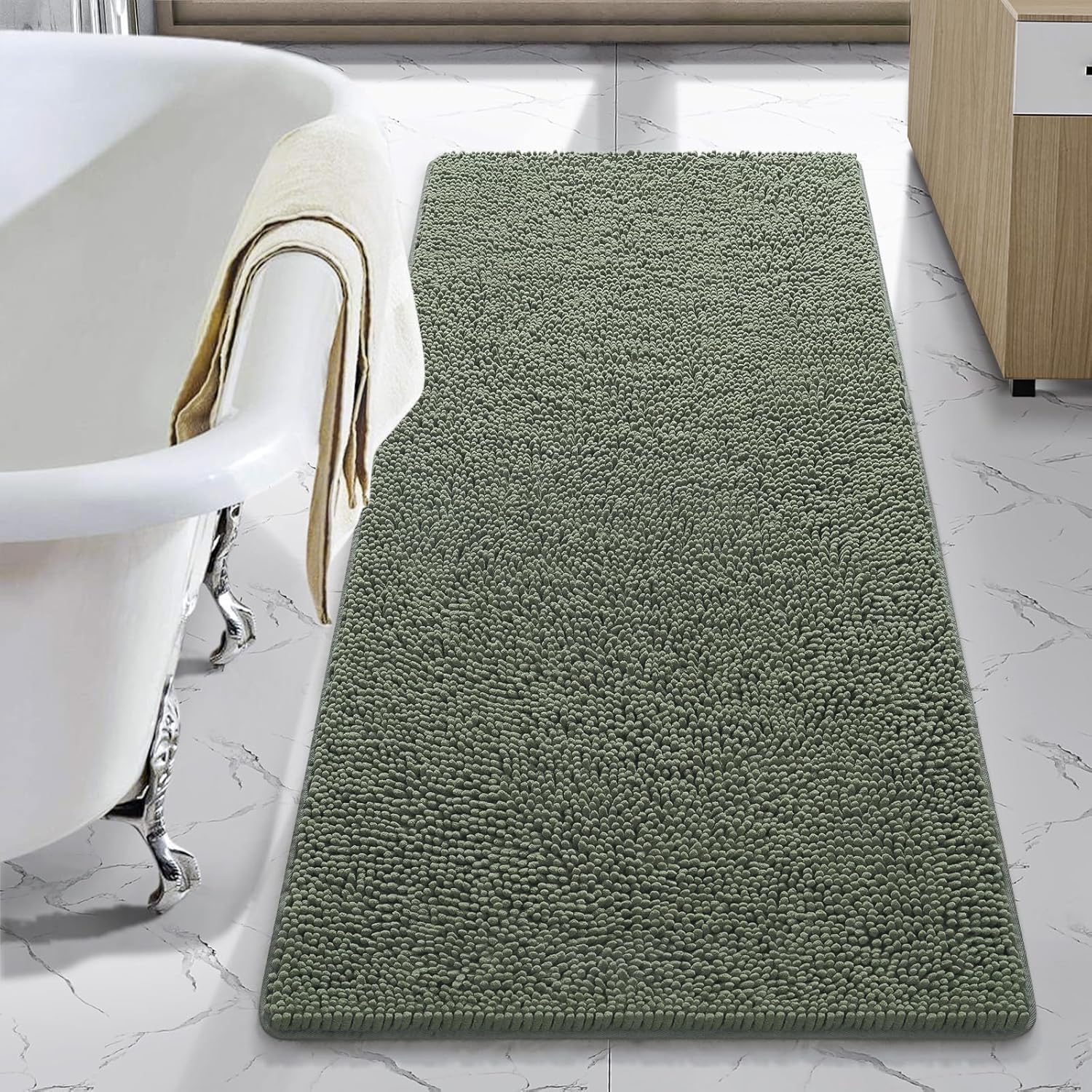LOCHAS Luxury Bathroom Rug Shaggy Bath Mat 24 x 54 Inch Soft Plush