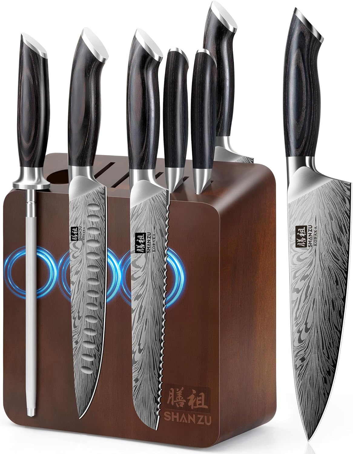 Ultra Sharp Japanese Kitchen Knife Set with Magnetic Block