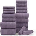 18 Piece Purple Bath Towels Set - Soft 500 GSM Microfiber Luxury