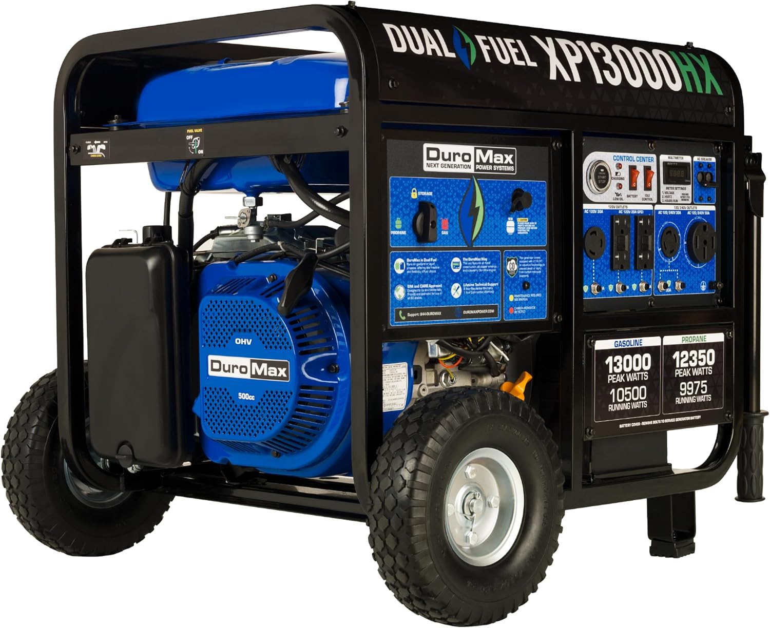 DuroMax 13000W Dual Fuel Generator - Electric Start, CO Alert