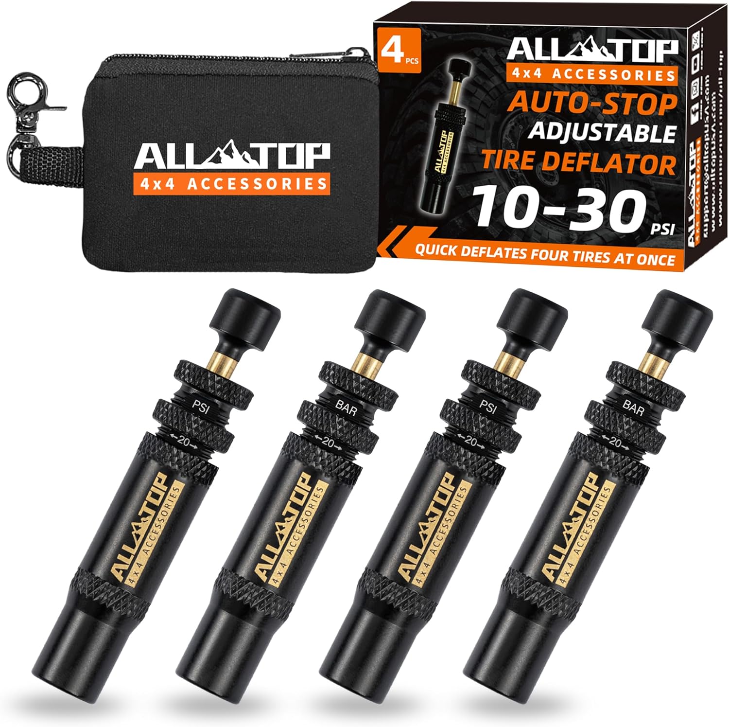 ALL-TOP Adjustable Auto-Stop Tire Deflator Valve Kit for Offroad