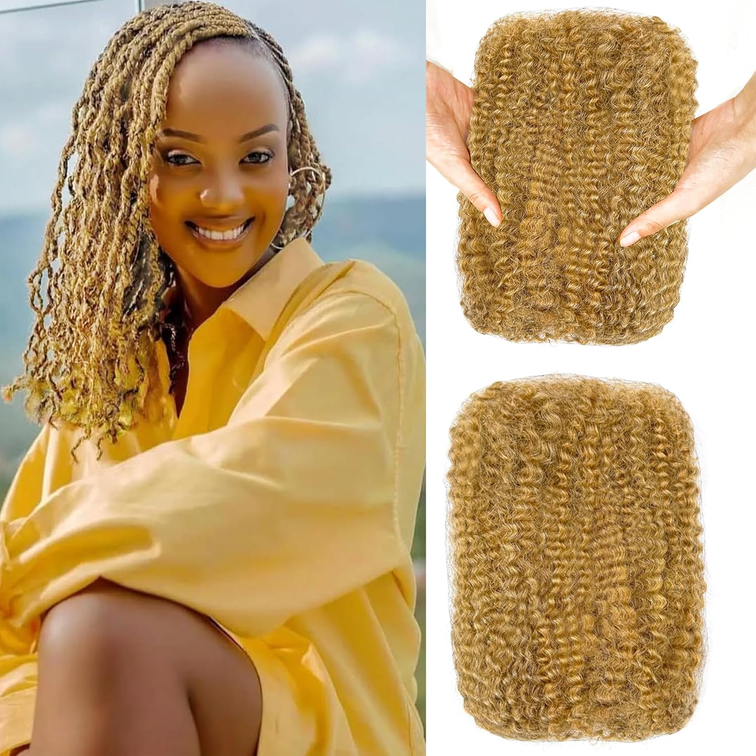 12 Inch Afro Kinky-Curly Human Hair Bulk for Dreadlock Extensions
