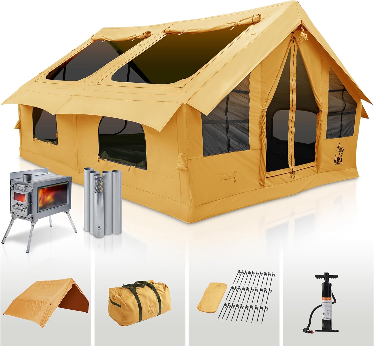 Panda Inflatable Camping Tent with Stove Jack - Luxury & Waterproof
