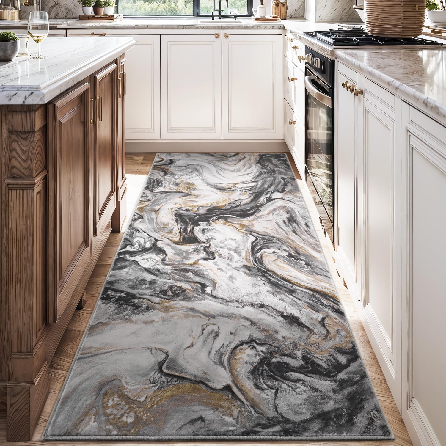 2x6 Runner Rug for Hallways Kitchen Modern Abstract Design