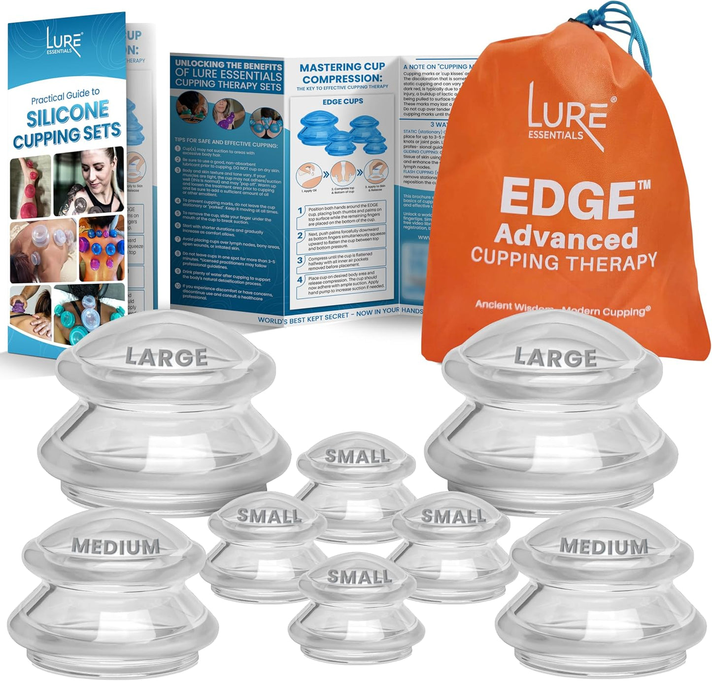 Lure Essentials Edge Silicone Cupping Set for Massage Therapy