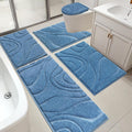 HEBE Bathroom Rugs Sets 5 Piece - Soft, Absorbent Microfiber Bath Mat
