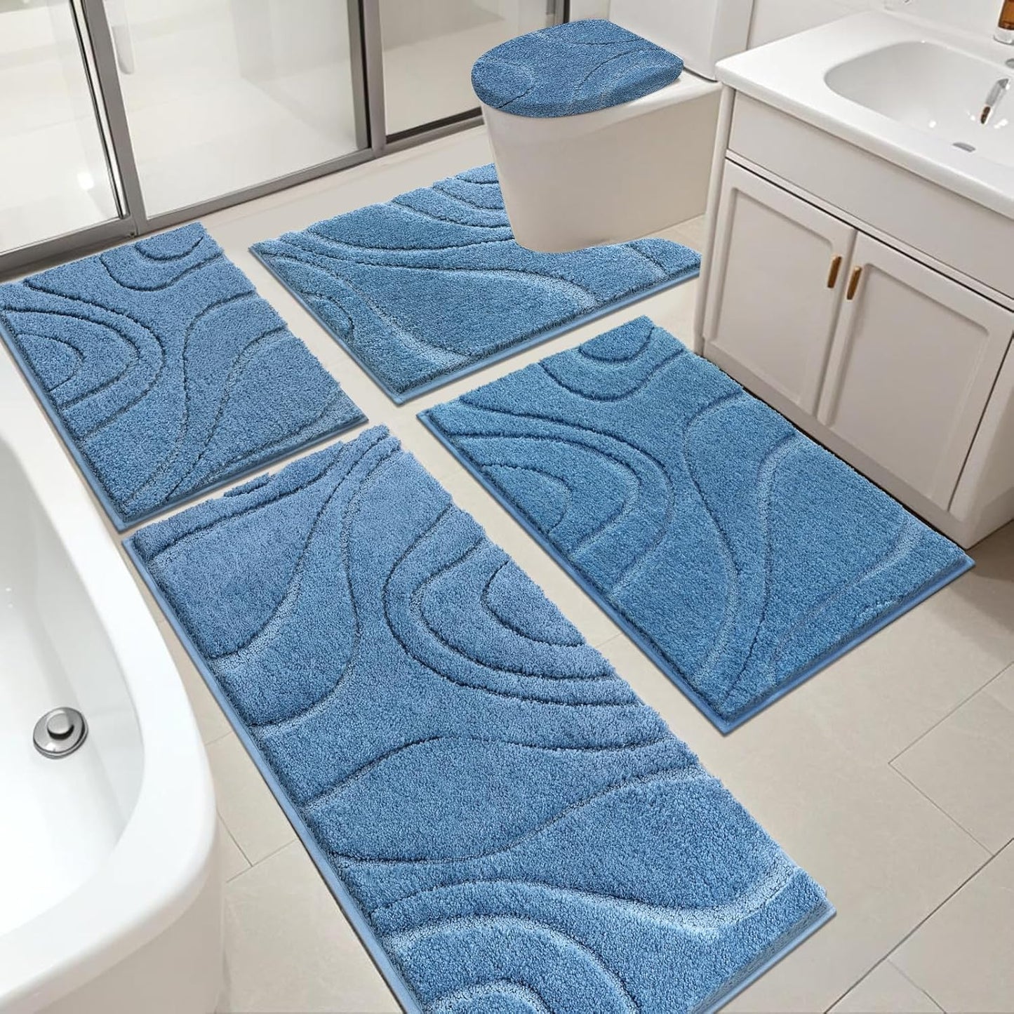 Soft Absorbent Microfiber Bathroom Rugs Set for Comfort