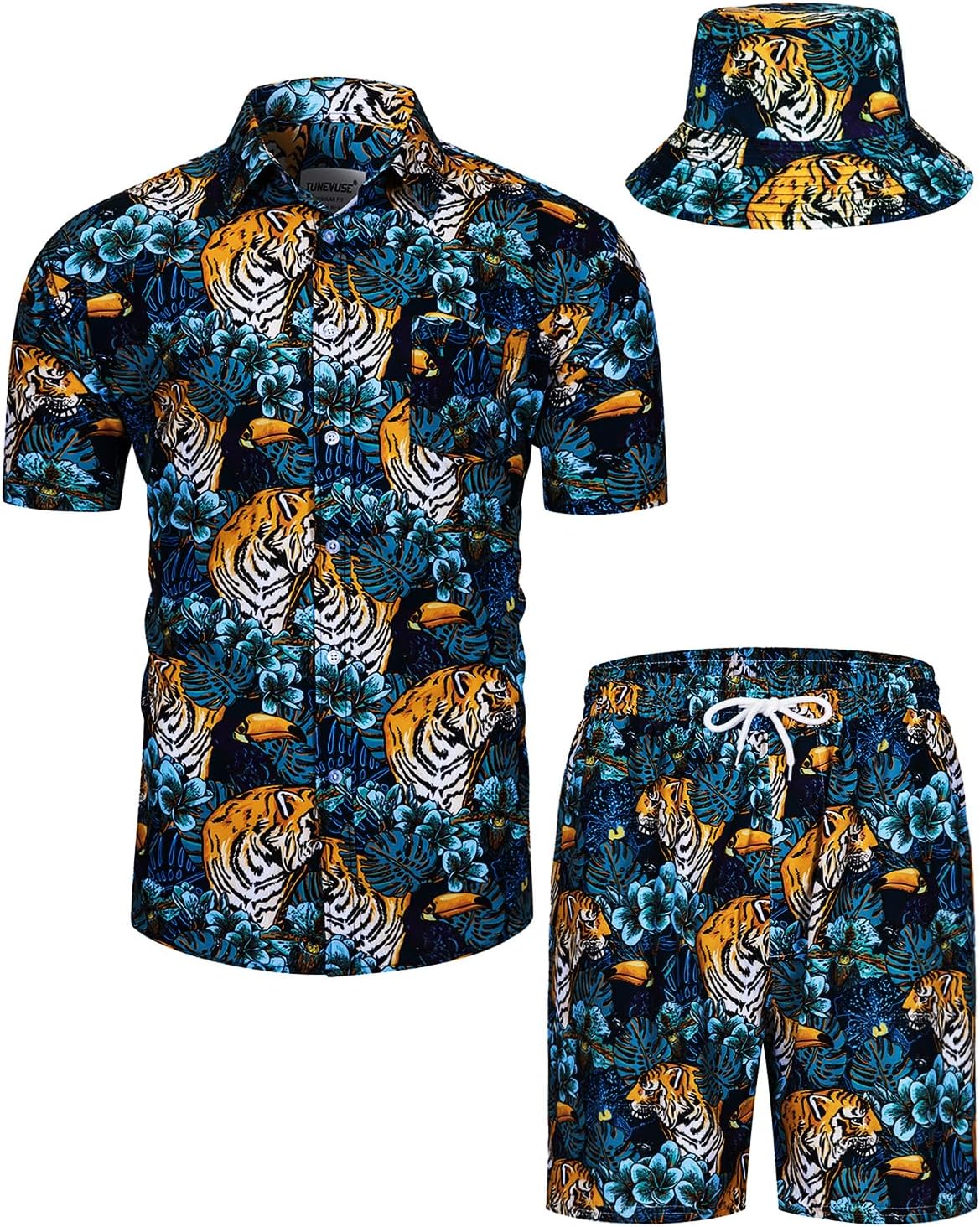 Tropical Hawaiian Shirts and Shorts Set for Summer Fun