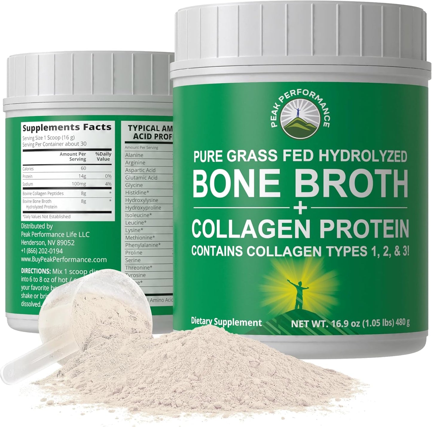 Peak Performance Hydrolyzed Bone Broth Collagen Protein Powder