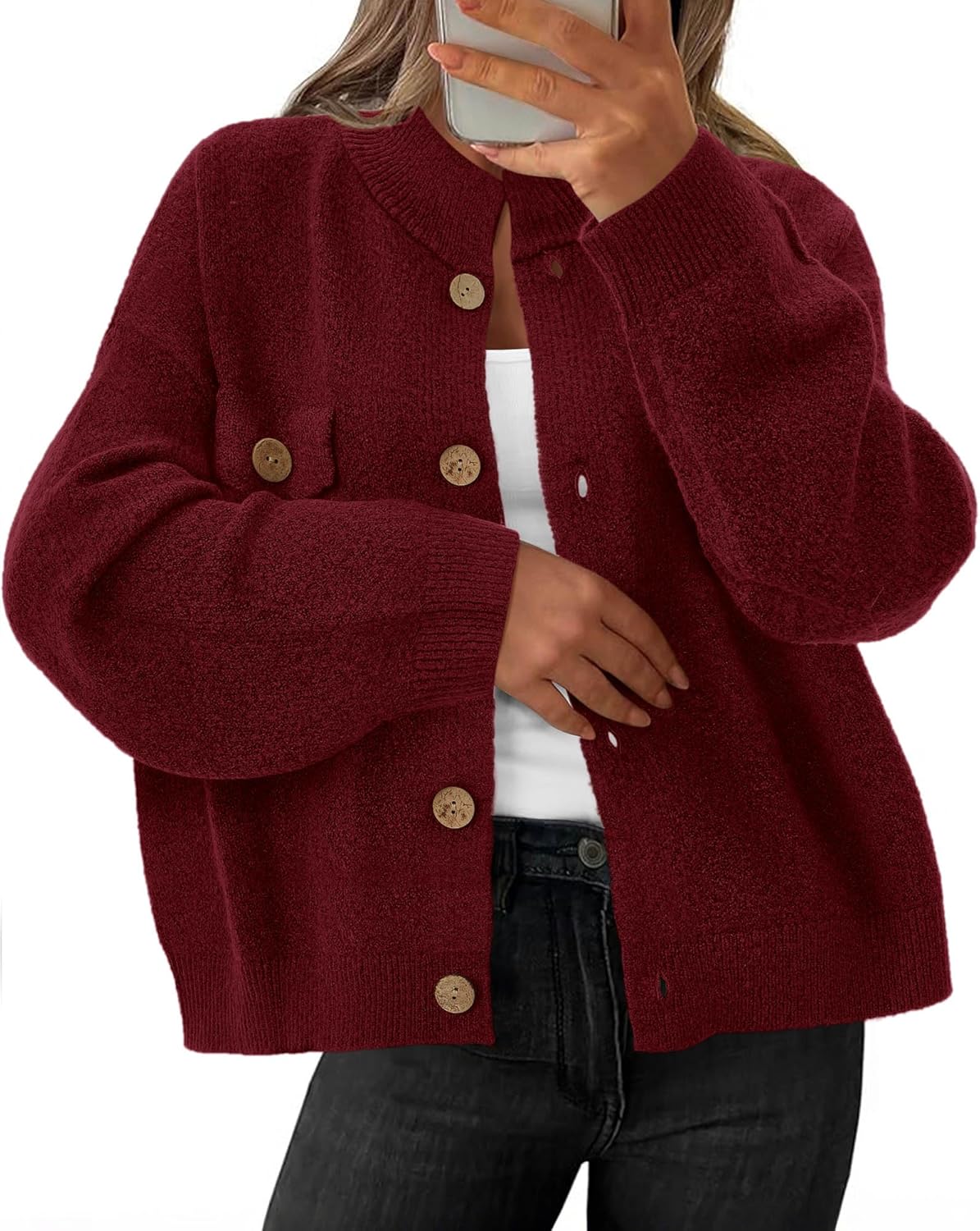 KIRUNDO Cardigans for Women Trendy Button Up Sweater Jackets