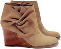 Womens Faux Suede Wedge Booties Ankle Heels - Bow Detail