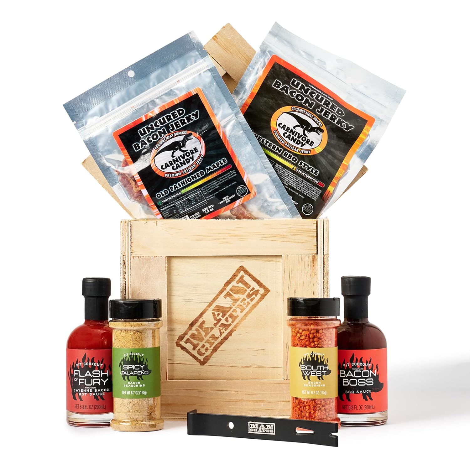 Bacon Crate with 5 Delicious Bacon-Flavored Snacks for Men