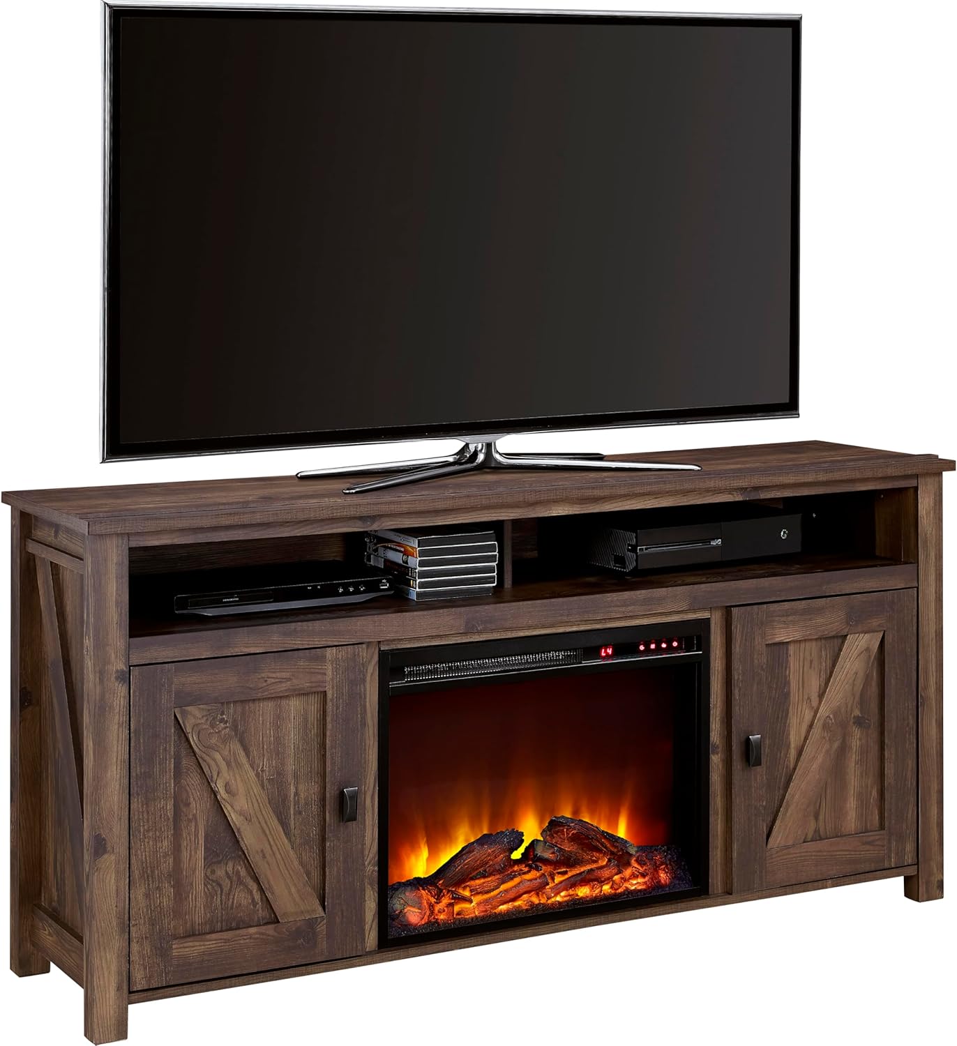 Rustic Electric Fireplace TV Console - Ameriwood Home