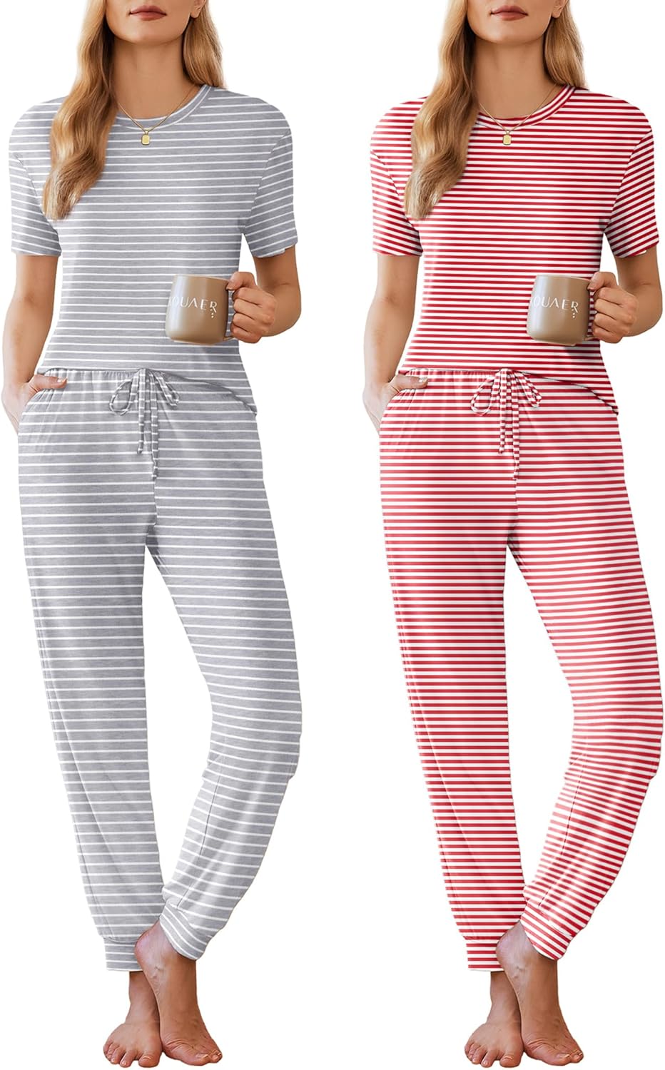 Ekouaer 2 Pack Womens Pajama Sets for Cozy Lounging and Sleep