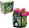 Handmade Stained Glass Indoor Plant Pot - Cute Cat Planter