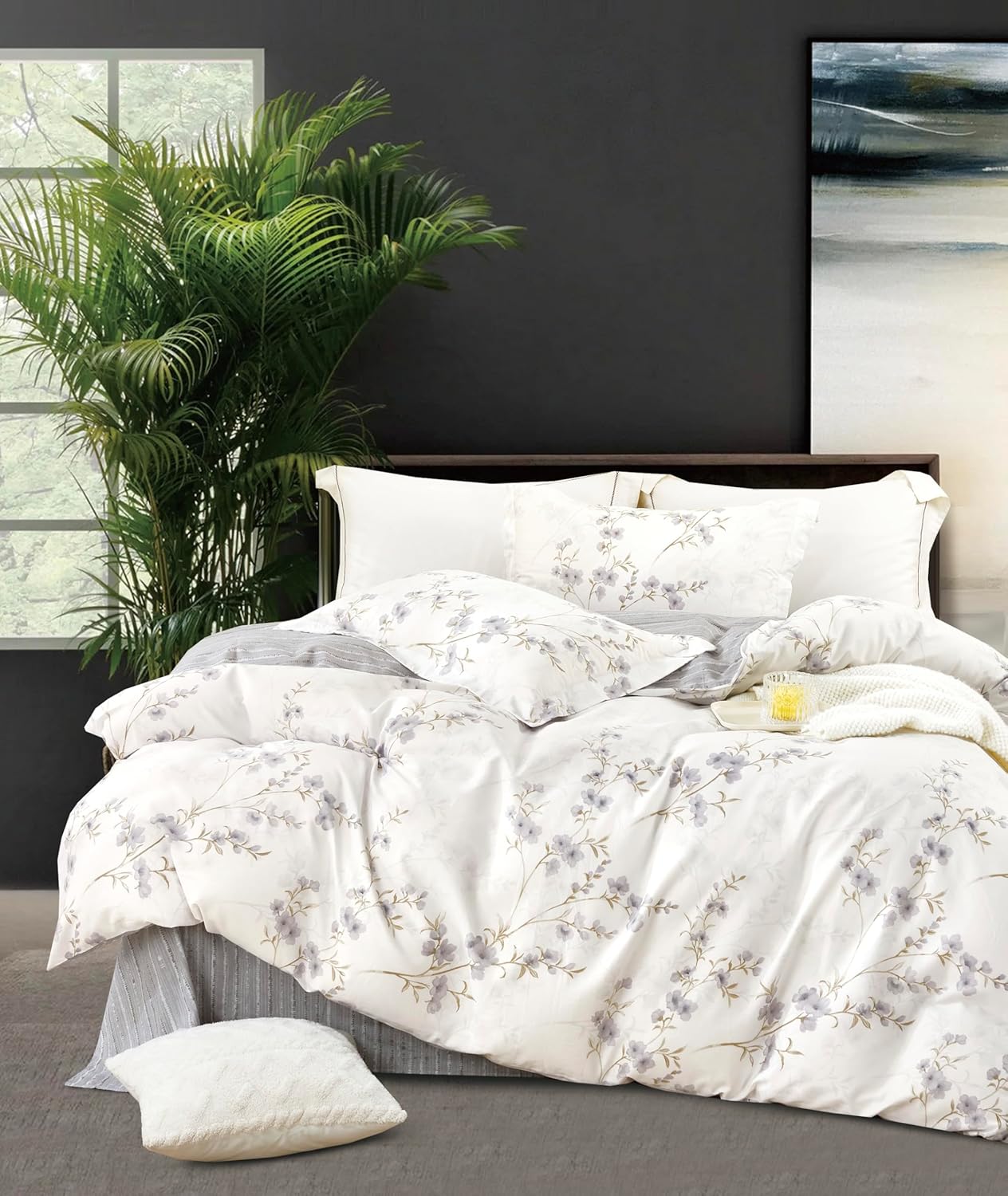 SLEEPBELLA Reversible Duvet Cover King for Elegant Bedroom Style