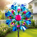 60in Wind Spinner with Color Glass Ball Solar Lights - Garden Art