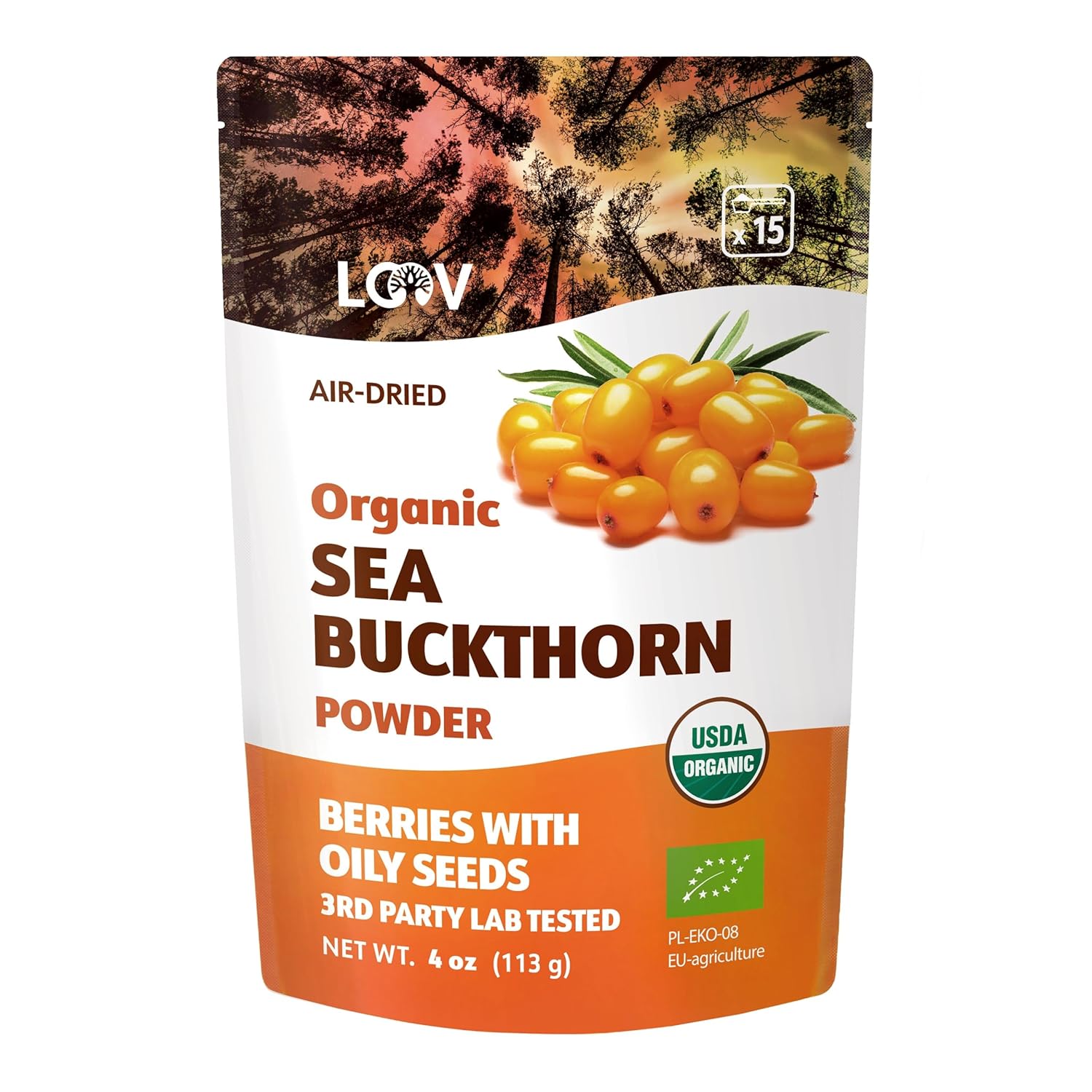 Organic Sea Buckthorn Berry Powder Rich in Fiber and Nutrients