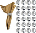 Silver Diamond Napkin Rings Set - Rhinestone Table Decor (24)