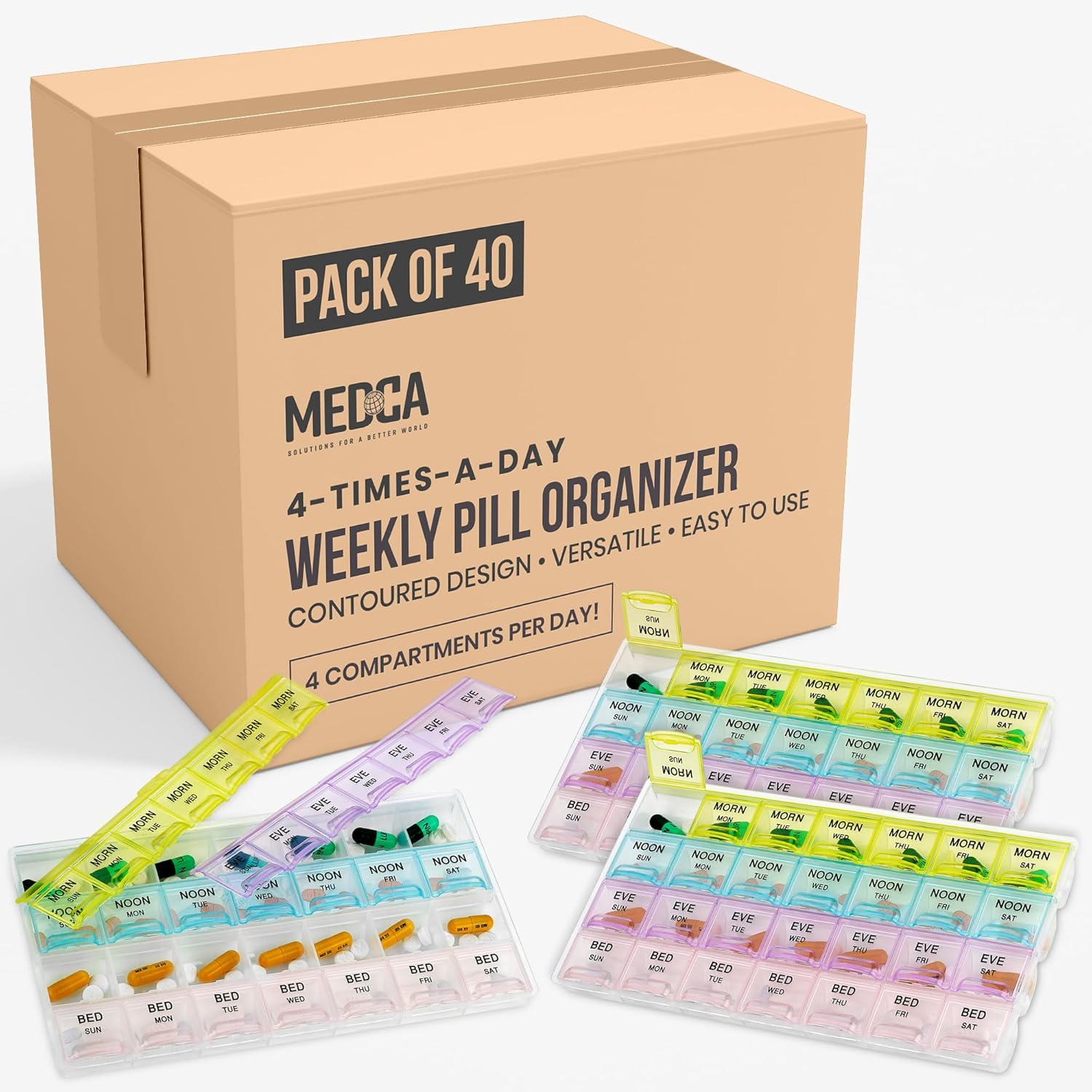 Large Pill Organizer with 40 Pack for Easy Medication Management