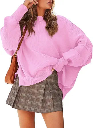 Sucolan Women's Oversized Crewneck Sweater for Fall Fashion