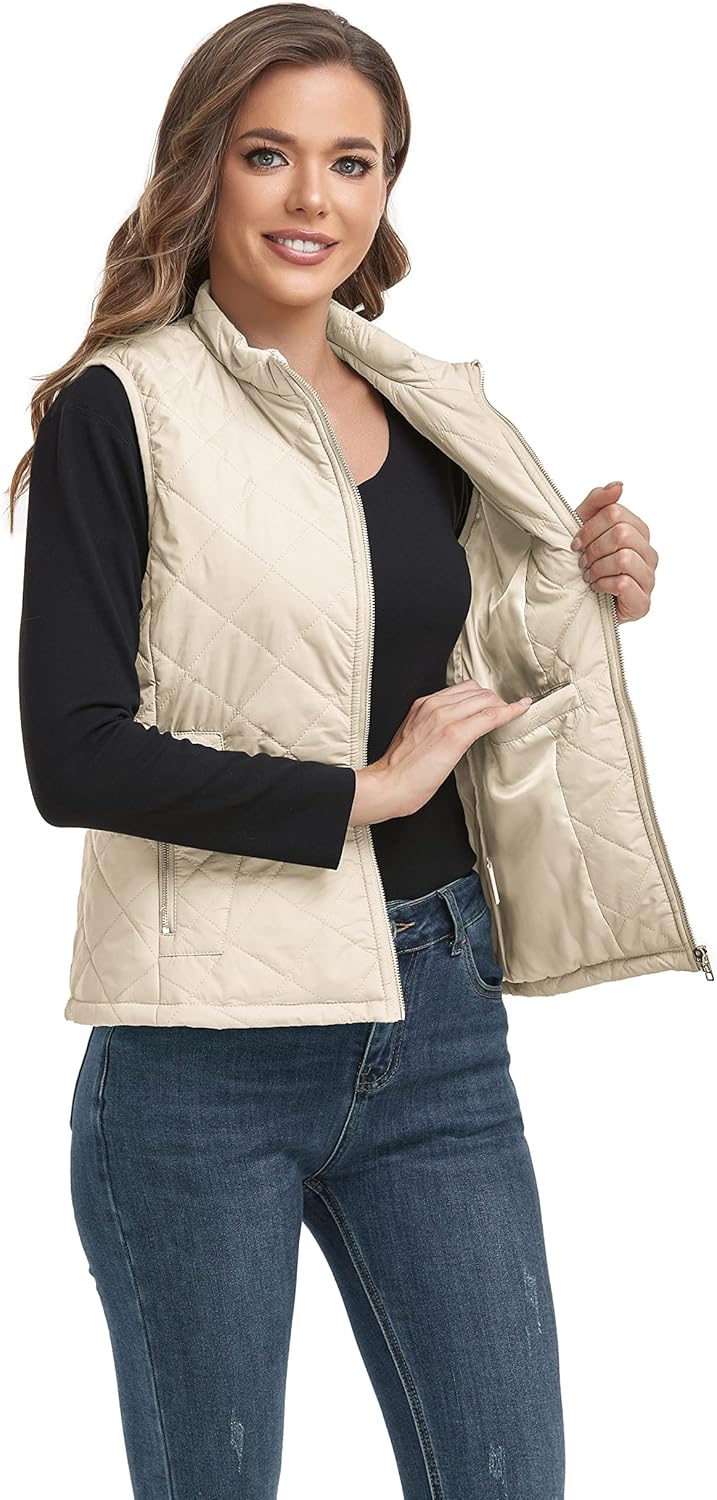 LONGKING Women's Outwear Vest - Lightweight Zip Quilted Design